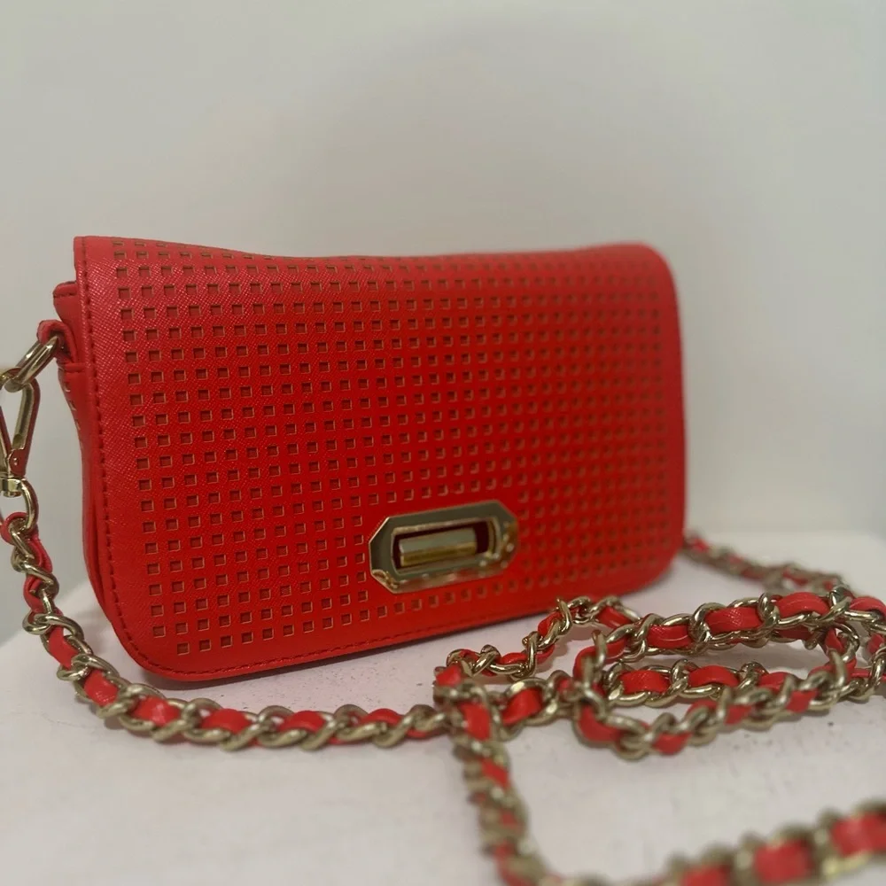 Banana Republic Red Crossbody Bag with Gold Accents - Picture 12 of 14